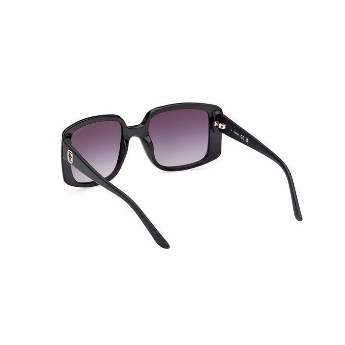 Guess Gafas GU00097 01B Lunettes de soleil femme noires carrées, largeur verre 53mm, largeur pont 21mm, longueur branche 135mm