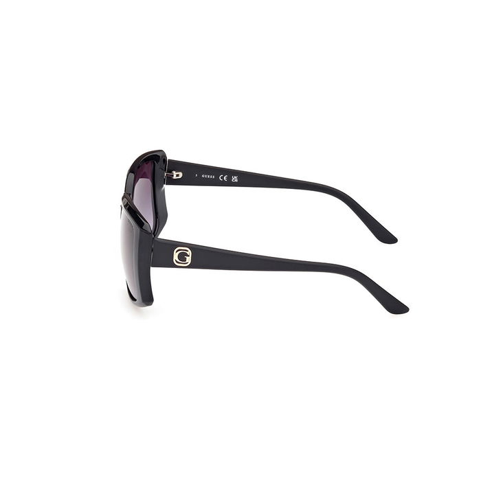Guess Gafas GU00097 01B Lunettes de soleil femme noires carrées, largeur verre 53mm, largeur pont 21mm, longueur branche 135mm
