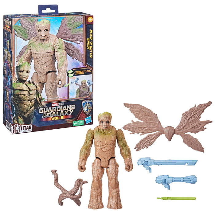 Hasbro Marvel Blast N' Battle Figurine Groot de Luxe avec Accessoires - Jouet Super-héros
