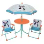 Fun House Salon de jardin enfant 713095 avec table ronde, 2 chaises pliantes et parasol - Parasol diam. 100 cm