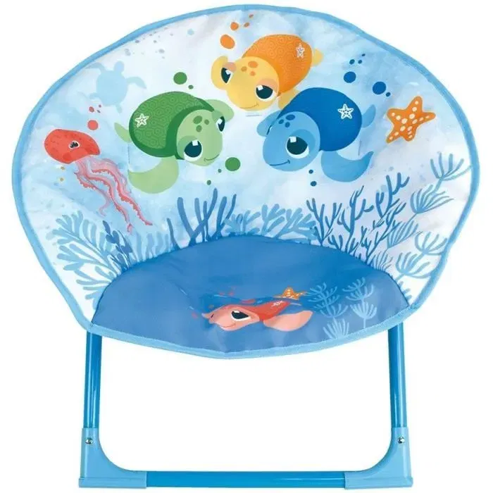 Fun House Siège lune pliable pour enfant - Ma petite carapace, thème tortues de mer - H47 x L54 x P42 cm