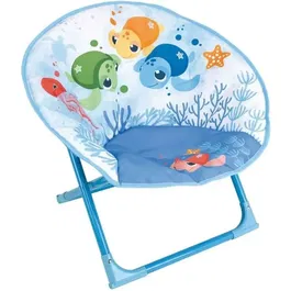 Fun House Siège lune pliable pour enfant - Ma petite carapace, thème tortues de mer - H47 x L54 x P42 cm