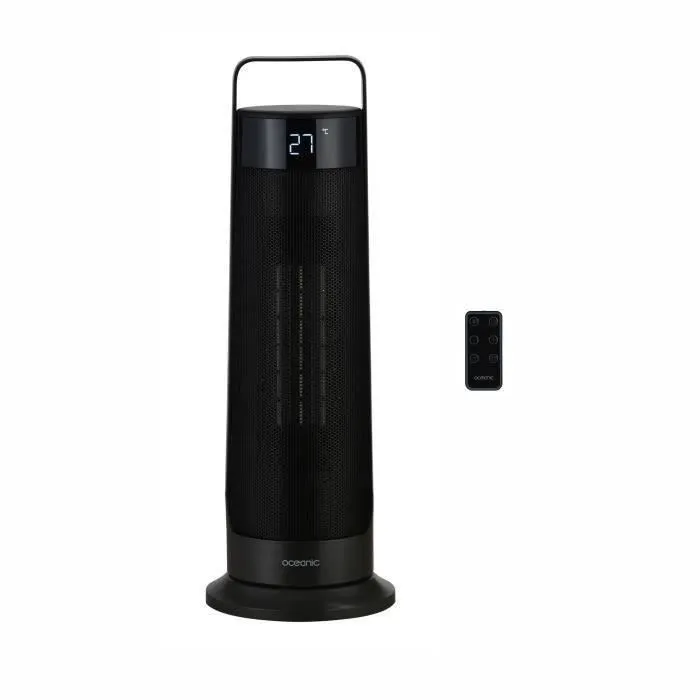 Oceanic Radiateur soufflant céramique oscillant 2000W, télécommande, 3 modes de chauffage, minuterie 12h, noir - Chauffage d'appoint Oceanic Radiateur soufflant céramique oscillant 2000W, télécommande, 3 modes de chauffage, minuterie 12h, noir - Chauffage d'appoint