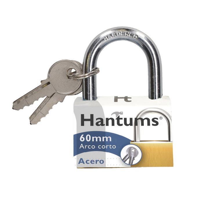 Hantums Cadenas en acier à anse courte 60mm Hantums Cadenas en acier à anse courte 60mm