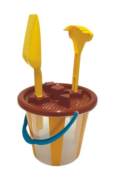 AVC - Cubo de playa surtido en colores avec seau, pelle, râteau et tamis - Modèles assortis pour plage, enfants à partir de 10 mois