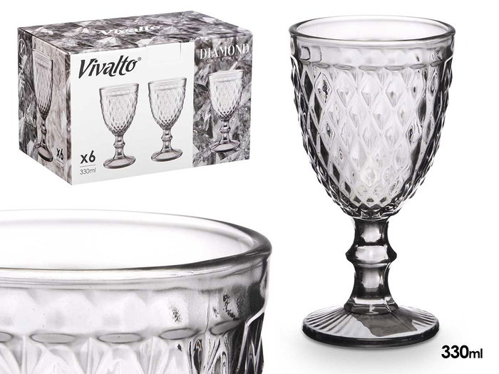 Vivalto Copa Diamante Gris 330 ml Verre 8.8 x 16.7 x 8.8 cm (Set de 24) Vivalto Copa Diamante Gris 330 ml Verre 8.8 x 16.7 x 8.8 cm (Set de 24)