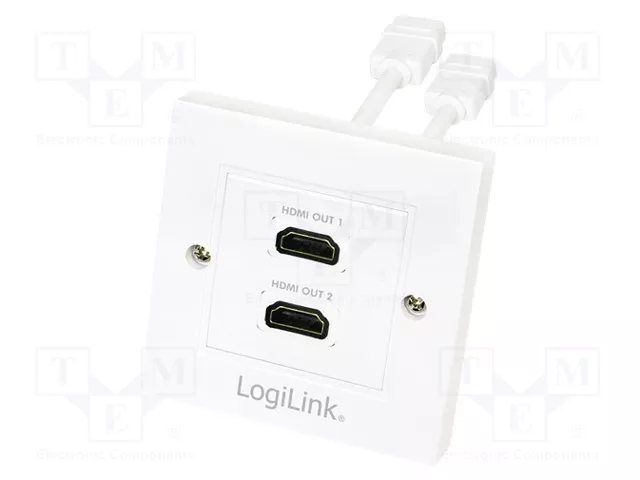 LOGILINK Prise murale blanche HDMI socle x4 avec 2 prises LOGILINK Prise murale blanche HDMI socle x4 avec 2 prises