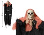 BigBuy Home Squelette Suspendu avec Cape Noire et Foulard Rouge 95 cm