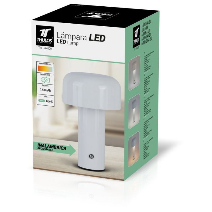 Thulos TH-OA4009 Lampe LED Sans Fil Rechargeable USB-C 3 Modes Lumière 1200 mAh 10+10 Leds