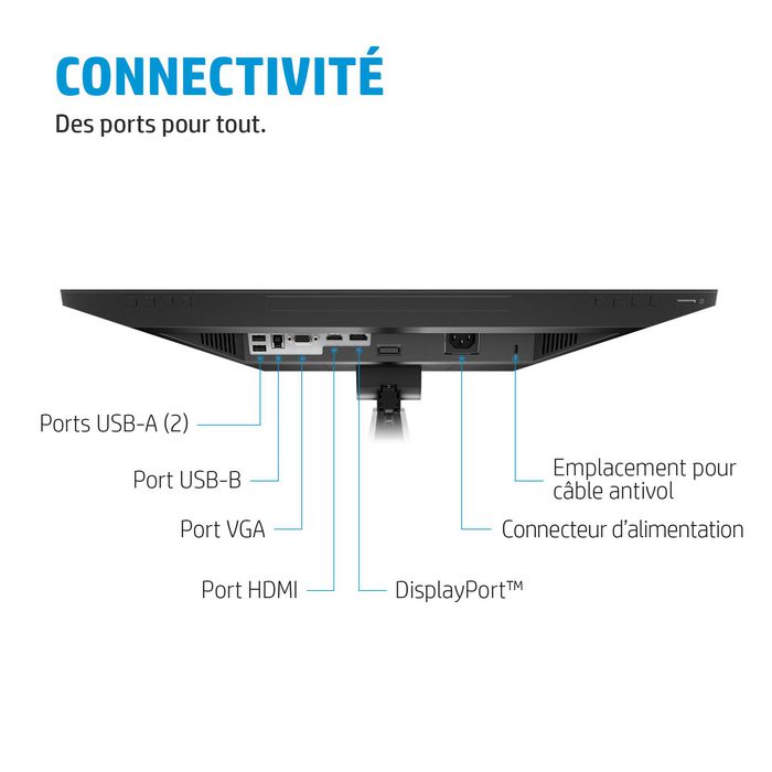 HP Écran de conférence FHD HP E24mv G4 - 60,45 cm (23,8 pouces) Full HD avec caméra intégrée 5 MP, micro et haut-parleurs