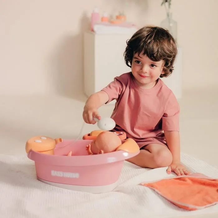 Smoby Baby Nurse Baignoire balnéo pour poupon avec jets d'eau, bulles, lumières LED, douchette et accessoires, pour enfant à partir de 3 ans