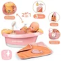 Smoby Baby Nurse Baignoire balnéo pour poupon avec jets d'eau, bulles, lumières LED, douchette et accessoires, pour enfant à partir de 3 ans