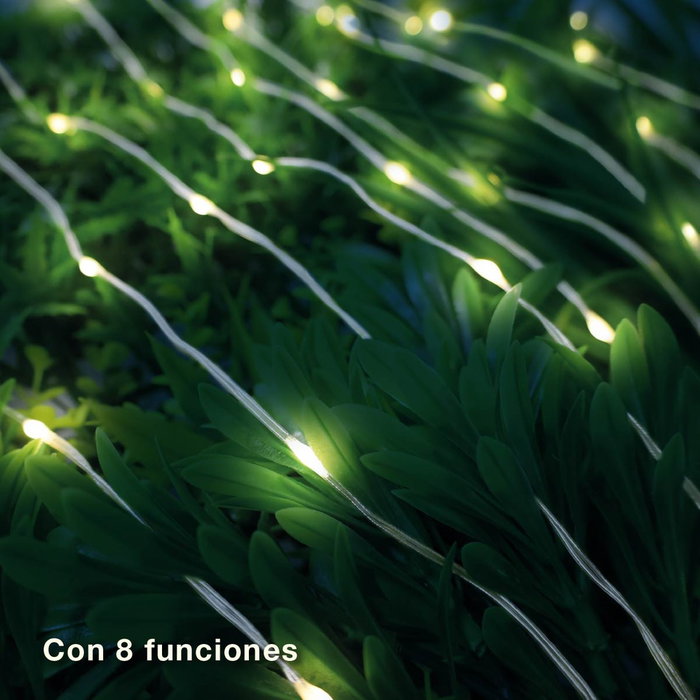 Bambasy Guirlande LED solaire 10M 8 fonctions Lumière chaude Bambasy Guirlande LED solaire 10M 8 fonctions Lumière chaude