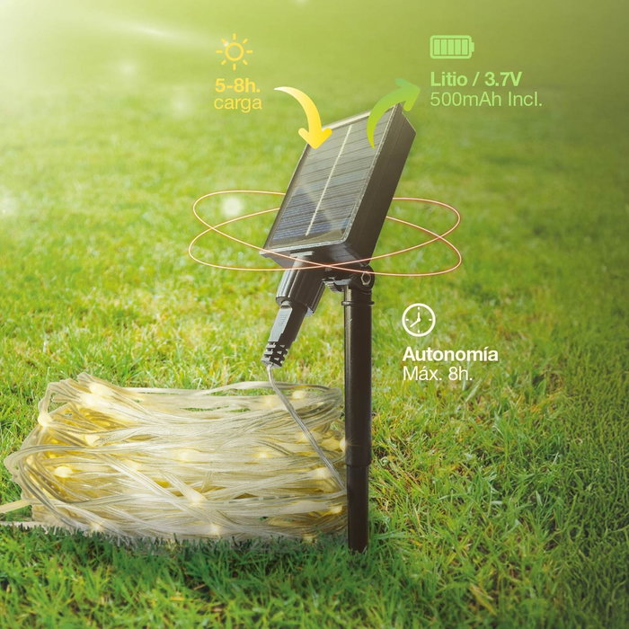 Bambasy Guirlande LED solaire 10M 8 fonctions Lumière chaude Bambasy Guirlande LED solaire 10M 8 fonctions Lumière chaude
