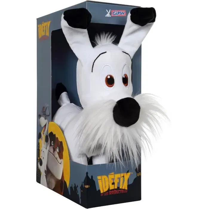Gipsy Toys Peluche Idéfix et les Irréductibles 30 cm Blanc Noir - Boîte cadeau
