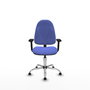 PIQUERAS Y CRESPO Chaise de bureau Algarra, tissu bleu clair, base chromée, accoudoirs 2D
