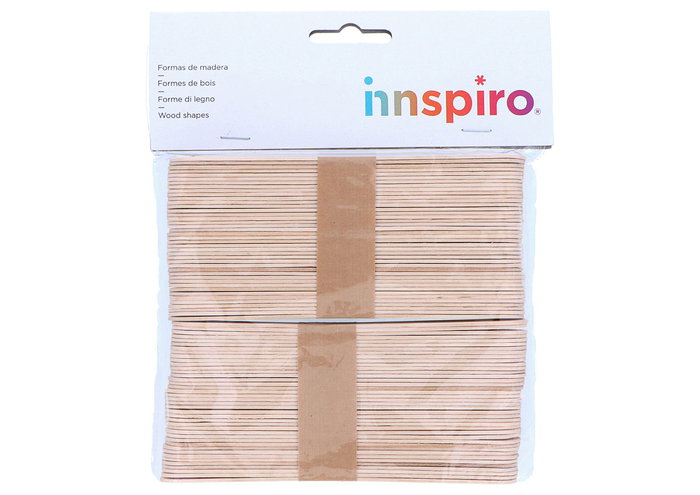 Innspiro Bâtonnets de polo en bois jumbo naturels 150x18x1,5mm