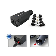 Phoenix Technologies PHLAPTOPCARCHARGER Chargeur Voiture Universel 90W Adaptateur 2-en-1 avec USB pour Ordinateur Portable