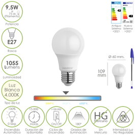 MAURER Ampoule LED Standard E27 9.5W 1055Lm Luz Neutra