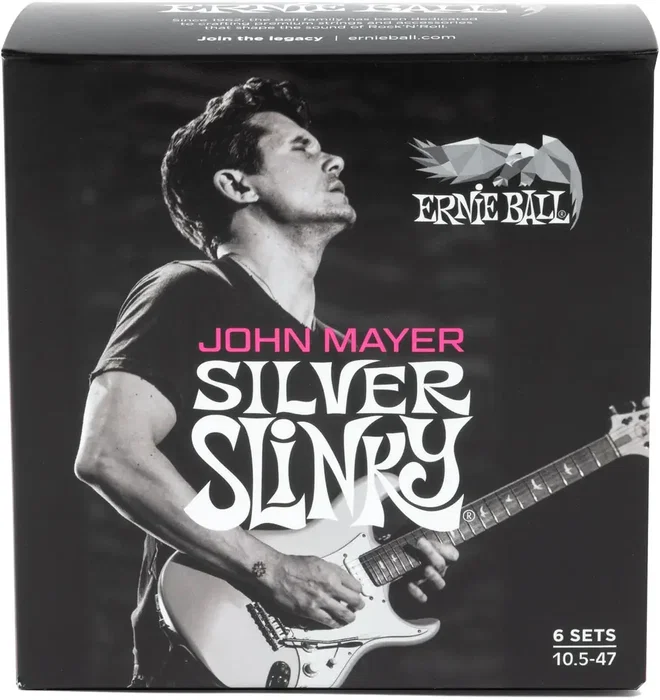 ERNIE BALL Pack de 6 Jeux de Cordes Silver Slinky John Mayer Signature 10,5-47