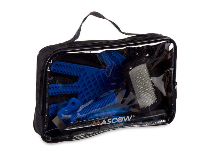 MASCOW Set de soins pour animaux 6 pièces Bleu-Noir