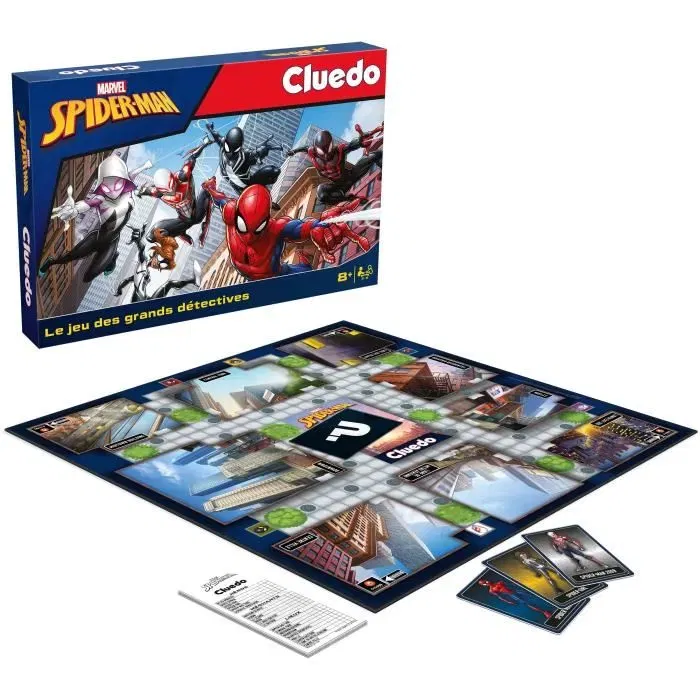 Winning Moves CLUEDO Spider-Man - Jeu de société d'enquête et d'aventure pour fans de Marvel, idéal pour soirées en famille ou entre amis