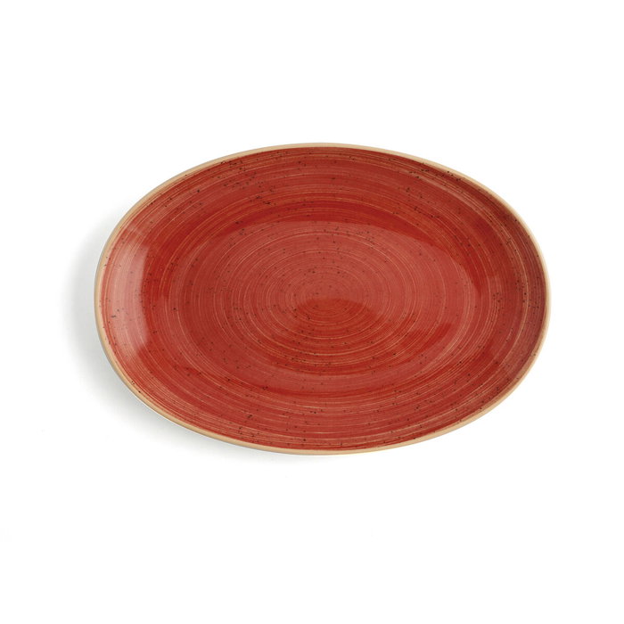 Ariane Plat Ovale en Porcelaine Terra 26 cm Rouge - Lot de 12