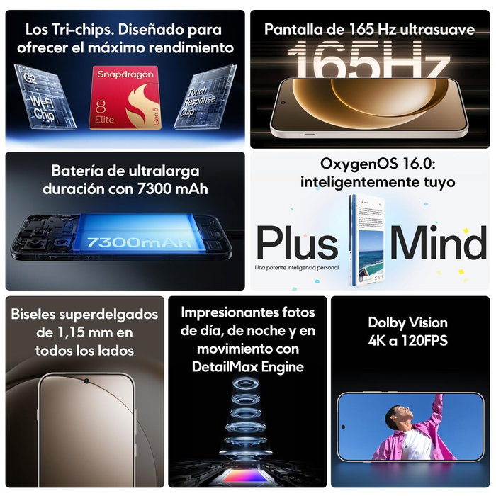 Smartphone OnePlus 15 5G 6,78" Octa Core 16 GB RAM 512 GB Noir