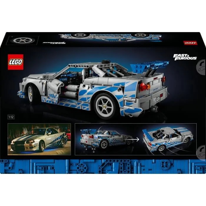 Lego Technic Set 42210 - Maquette Constructible Nissan Skyline GT-R (R34) pour Adultes, Modèle du Film 2 Fast 2 Furious, 1410 Pièces, Fonction Drift, Moteur 6 Cylindres