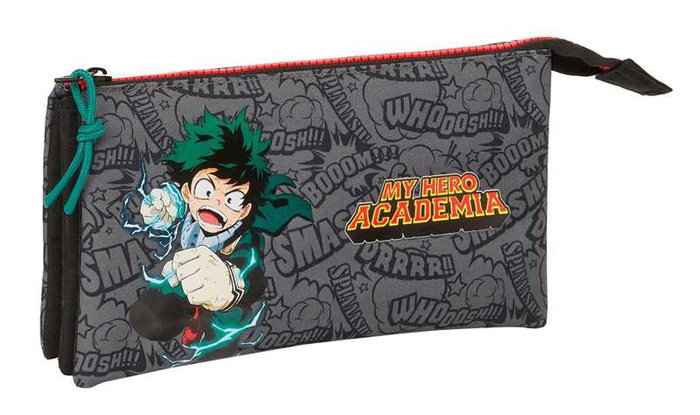 Safta Portatodo Triple My Hero Academia - Boîte de rangement triple, 22 x 12 x 3 cm - Pour enfants à partir de 36 mois