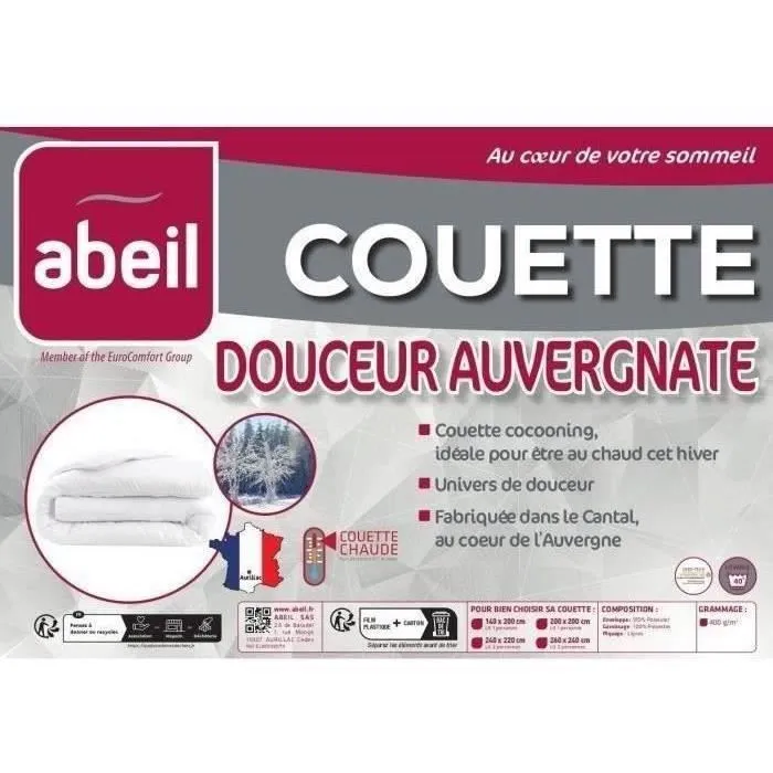 Abeil Couette chaude Douceur Auvergnate 400 g/m² - 220 x 240 cm - Pour 2 personnes