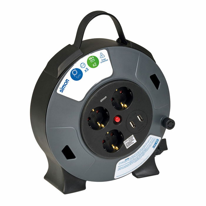 Enrouleur de câbles Simon 19,6 X 9,4 X 18,7 CM 3 x 1,5 mm 5 m
