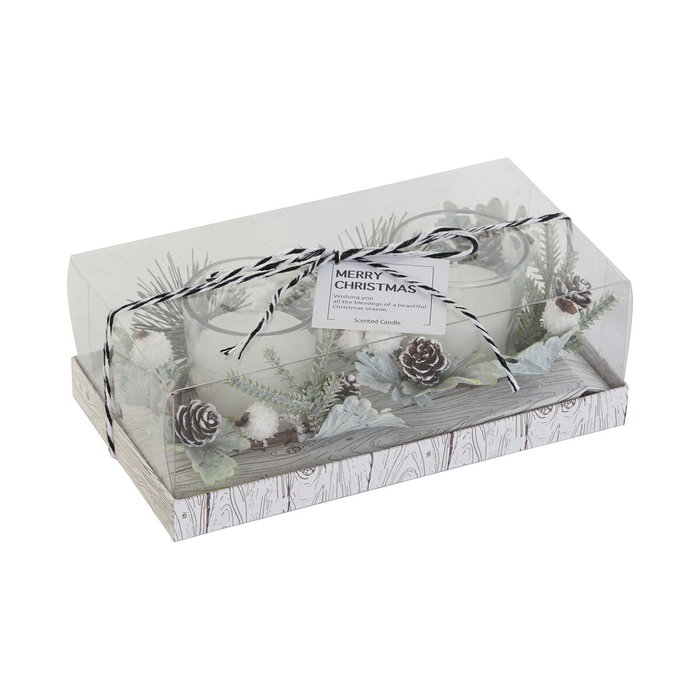DKD Home Decor Ensemble de Bougies Blanc Noël (2 Unités) DKD Home Decor Ensemble de Bougies Blanc Noël (2 Unités)