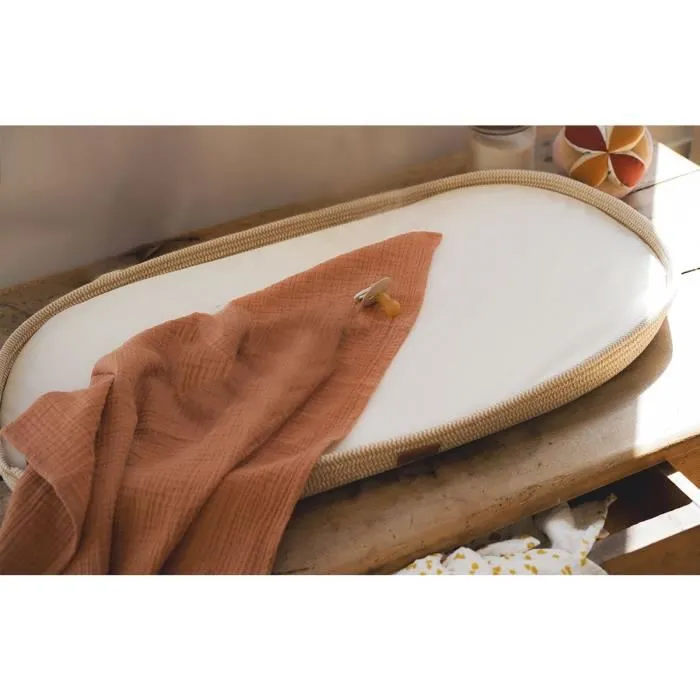 Domiva Panier à langer tressé avec matelas Naturel 43x80x6 cm Domiva Panier à langer tressé avec matelas Naturel 43x80x6 cm