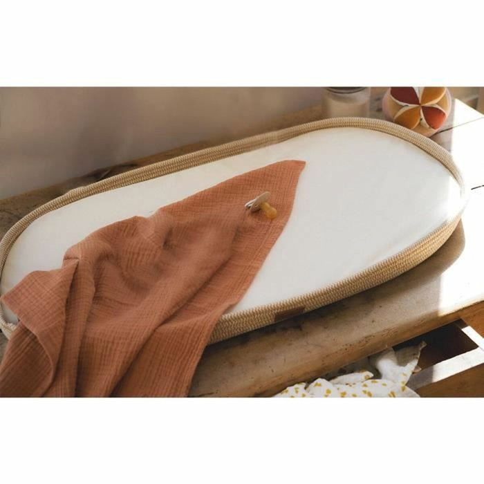 Domiva Panier à langer tressé avec matelas Naturel 43x80x6 cm
