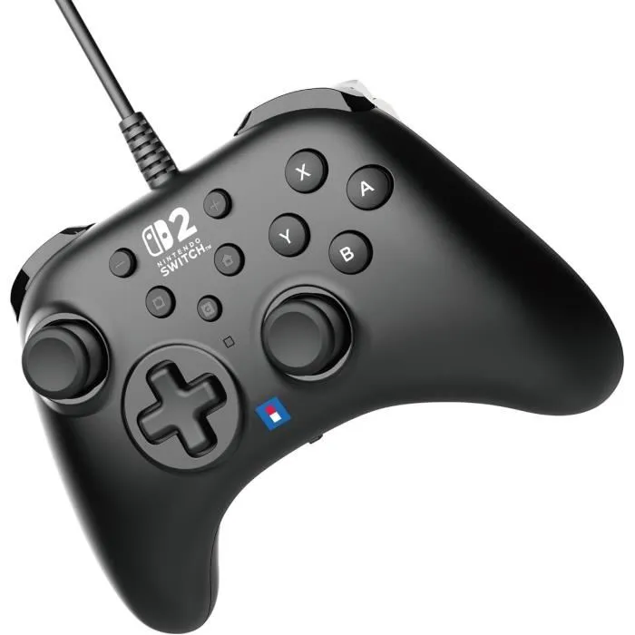 Hori Horipad - Manette filaire pour Nintendo Switch, Switch OLED et Switch 2 - Bouton C, boutons arrière programmables et sticks analogiques précis - Noir