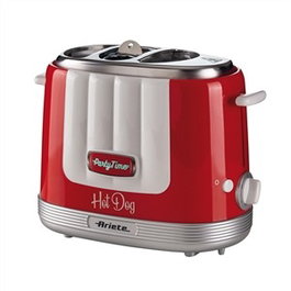 Ariete 206/00 - Machine à Hot-dogs Party Time Rouge - Compacte, rapide, avec chauffage 2 pains et 5 niveaux de cuisson pour salchichas Frankfurt