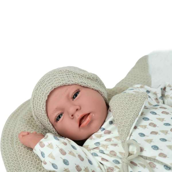 Muñecas Arias Poupée Elegance 40 cm Dafne Beige avec Couverture (Poupée Lestée) - Langue Espagnol