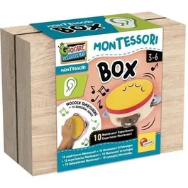 Lisciani Giochi Jeu musical Montessori Box L'ouie avec tambourin en bois pour développer le rythme et l'audition - Activités d'apprentissage