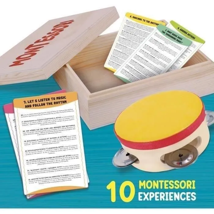 Lisciani Giochi Jeu musical Montessori Box L'ouie avec tambourin en bois pour développer le rythme et l'audition - Activités d'apprentissage