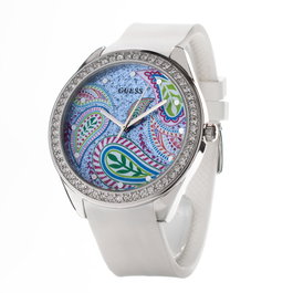 GUESS W1066L1 avec bracelet blanc et cadran bleu