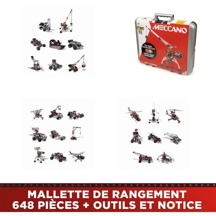 Meccano Coffret Super Construction 25 en 1 avec 638 pièces et moteur Meccano Coffret Super Construction 25 en 1 avec 638 pièces et moteur