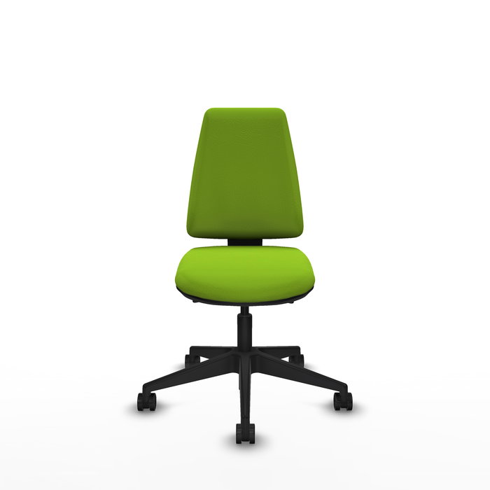 Chaise Elche Asynchrone Cuir écologique Vert pistache Base pyramidale noire Sans accoudoirs Sans appui-tête Roulettes 65mm nylon