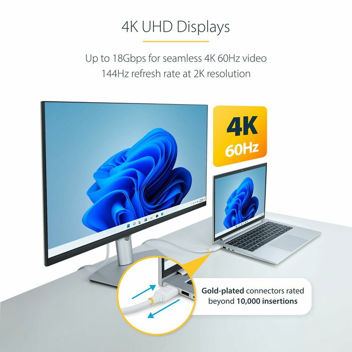 Câble USB Startech HDMI2-CABLE-4K60-10W Blanc 3 m Câble USB Startech HDMI2-CABLE-4K60-10W Blanc 3 m