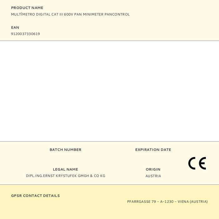 Pancontrol Pan Minimeter Multimètre numérique CAT III 600V Pancontrol Pan Minimeter Multimètre numérique CAT III 600V