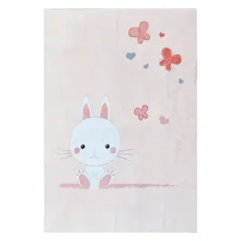 Domiva Plaid doudou pour bébé Lapinou, microfibre polyester 320g/m2, 100x140 cm, couleur rose