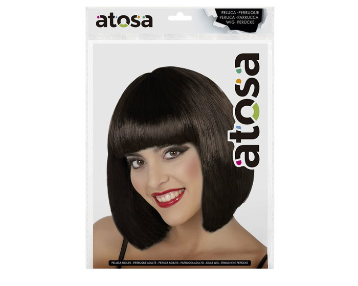 Perruque Brunette Moderne Bob Courte avec Frange Droite - 100 Grammes - Idéale pour Déguisements de Secrétaire, Vampiresa ou Théâtre Perruque Brunette Moderne Bob Courte avec Frange Droite - 100 Grammes - Idéale pour Déguisements de Secrétaire, Vampiresa ou Théâtre