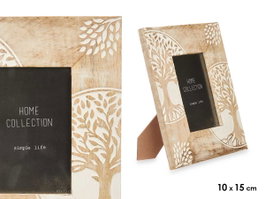 Giftdecor Porte-photos Arbre de Vie 10x15 cm Bois Mango Blanc et Marron Assorti (Set de 6)