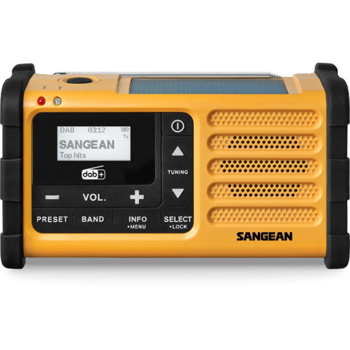 Sangean MMR-88 DAB+ (USB-C) Jaune - Radio d'urgence Solaire et Manivelle