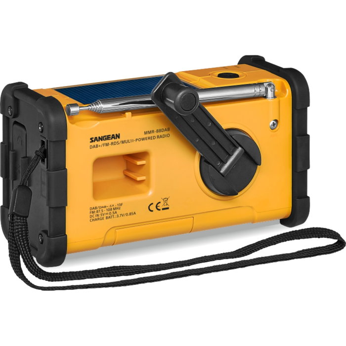 Sangean MMR-88 DAB+ (USB-C) Jaune - Radio d'urgence Solaire et Manivelle